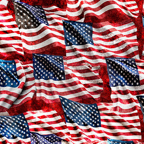 Stars, Stripes, and Steel ~ Waving American Flag~ 31698-R Brick