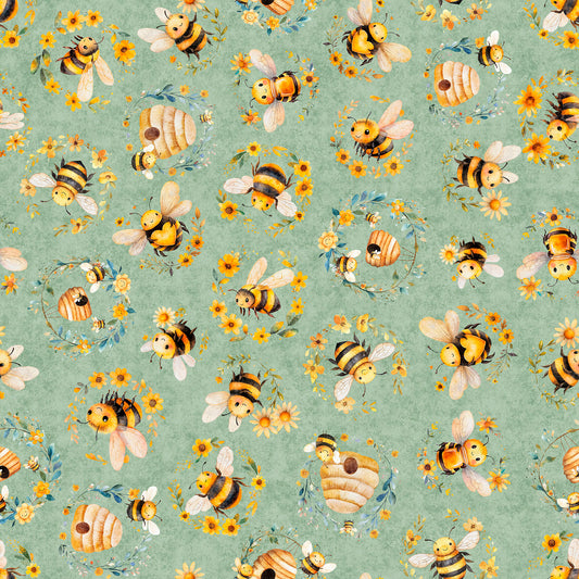 BUZZ, BUZZ, BUZZ ~ Bees & Beehives ~ 31701-H Sage