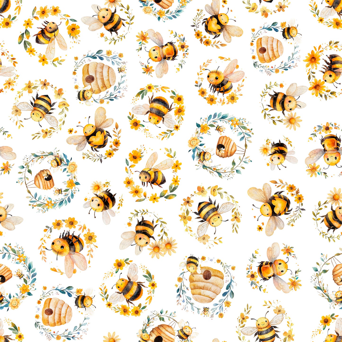 BUZZ, BUZZ, BUZZ ~ Bees & Beehives ~ 31701-Z White