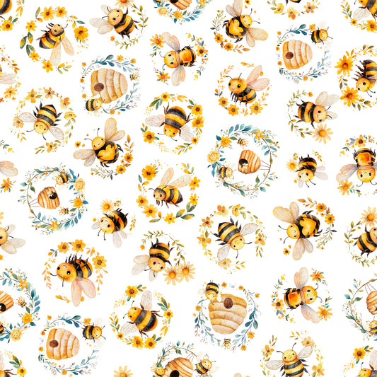BUZZ, BUZZ, BUZZ ~ Bees & Beehives ~ 31701-Z White