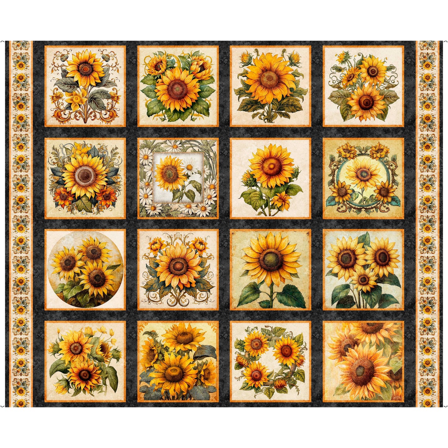 Sunflower Serenade ~ Sunflower Picture Patches ~ 31801-J Charcoal