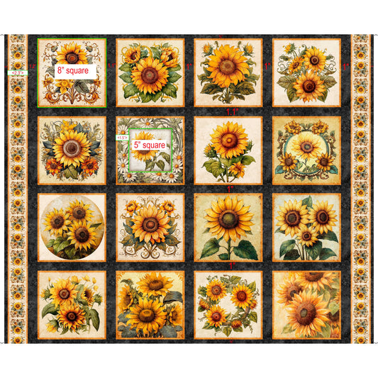 Sunflower Serenade ~ Sunflower Picture Patches ~ 31801-J Charcoal