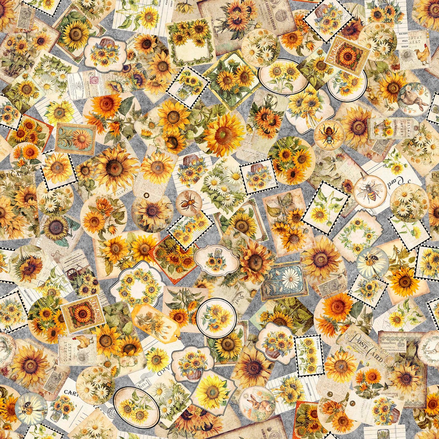 Sunflower Serenade ~ Sunflower Ephemera ~ 31802-K Gray