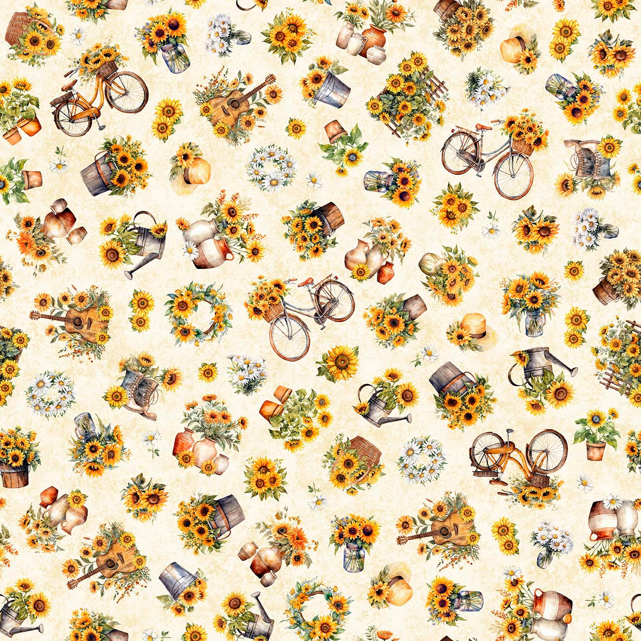 Sunflower Serenade ~ Sunflower & Bikes ~ 31803-E Oatmeal