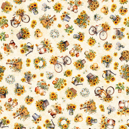 Sunflower Serenade ~ Sunflower & Bikes ~ 31803-E Oatmeal