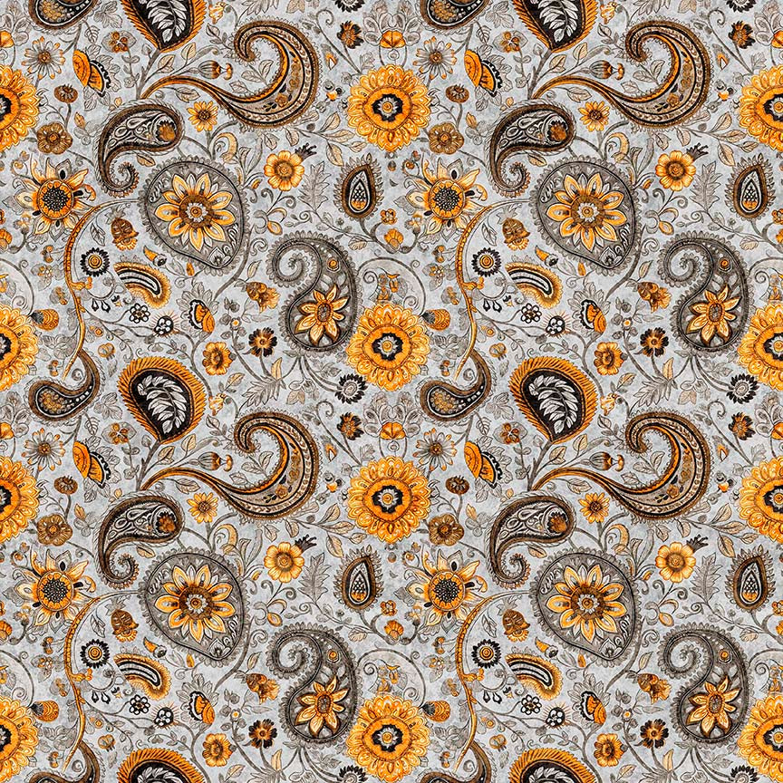 Sunflower Serenade ~ Sunflower Paisley ~ 31806-K Gray