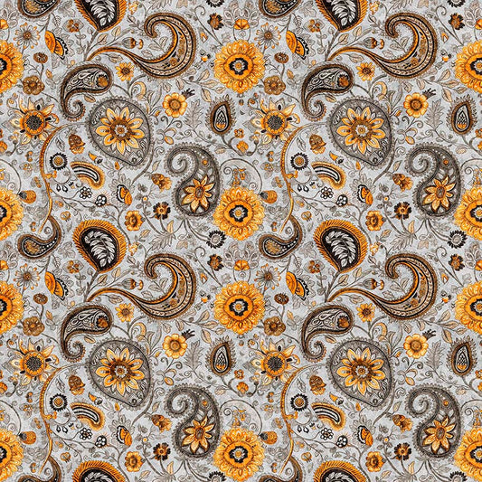Sunflower Serenade ~ Sunflower Paisley ~ 31806-K Gray