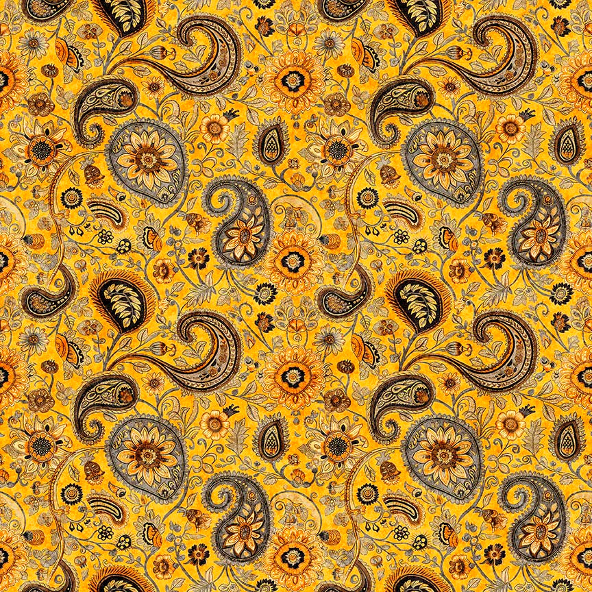 Sunflower Serenade ~ Sunflower Paisley ~ 31806-O Mustard