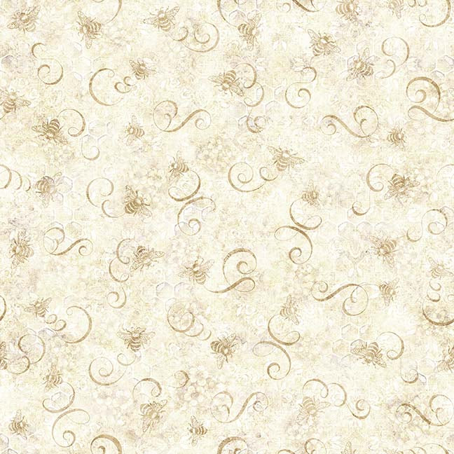 Sunflower Serenade ~ Bee & Scroll Tonal ~ 31808-E Oatmeal
