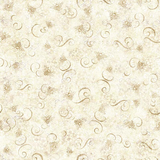 Sunflower Serenade ~ Bee & Scroll Tonal ~ 31808-E Oatmeal