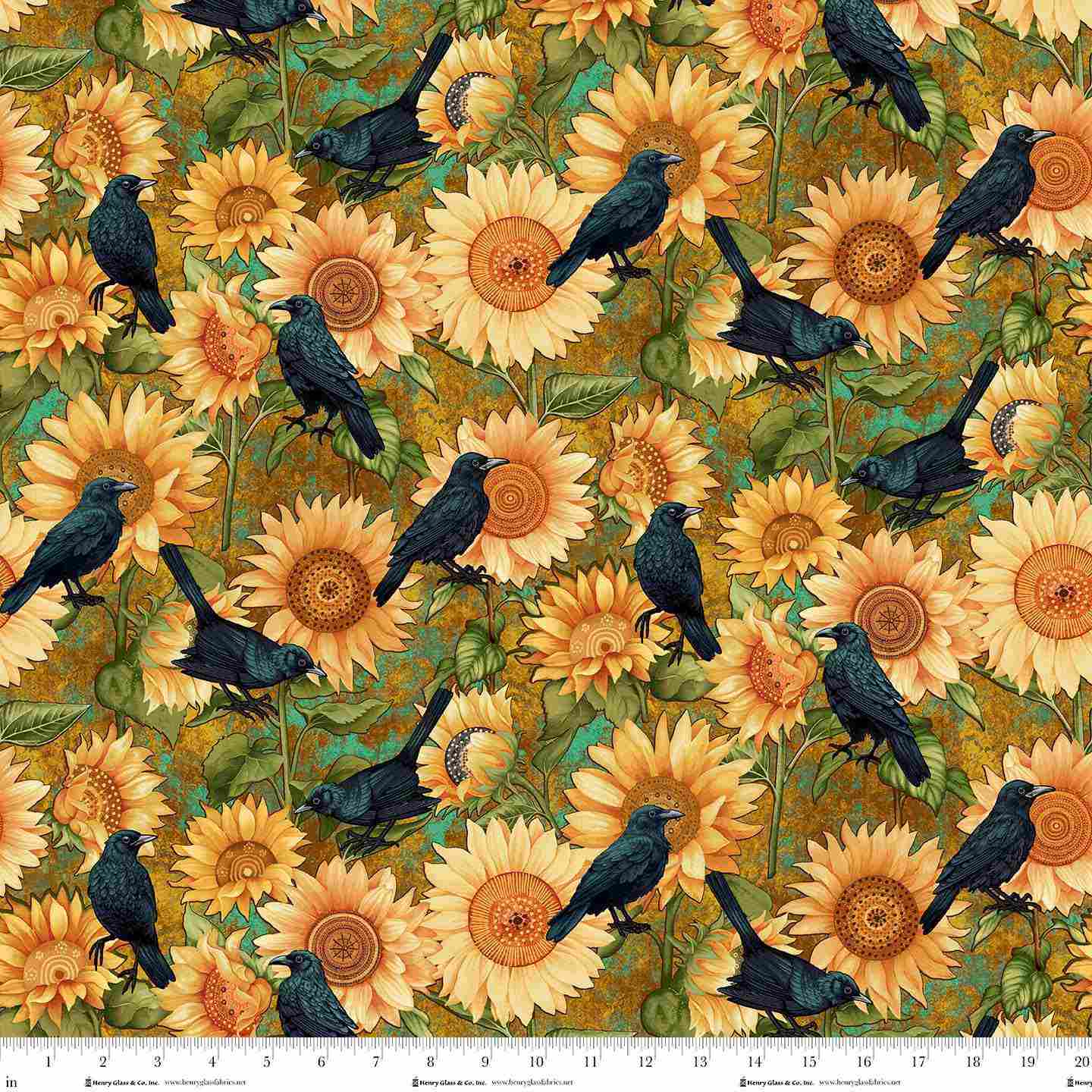 Crow-mazing ~ Sunflowers and Crows ~ 3439-38 Ochre
