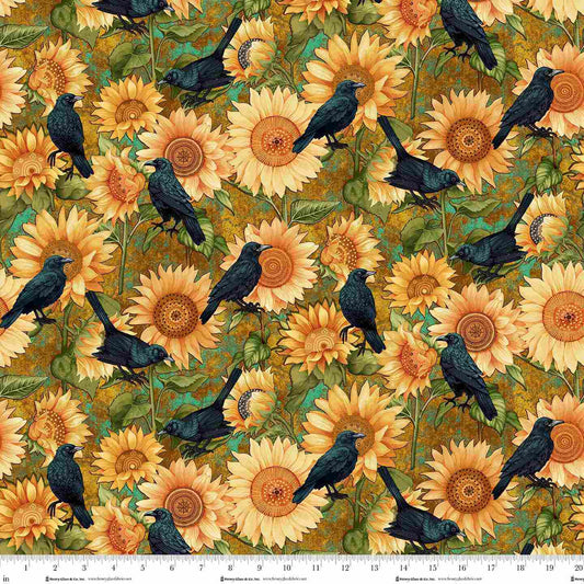 Crow-mazing ~ Sunflowers and Crows ~ 3439-38 Ochre