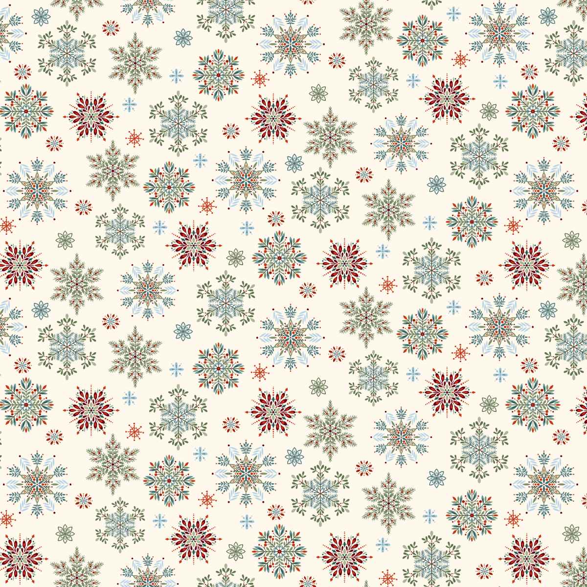 Nordic Holiday Village ~ Snowflakes ~ 3605-11 Cream Multi