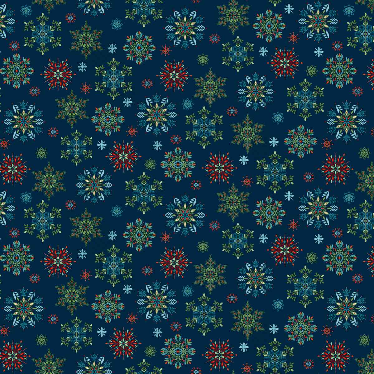Nordic Holiday Village ~ Snowflakes ~ 3605-79 Blue Multi