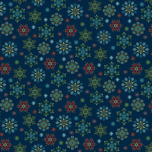 Nordic Holiday Village ~ Snowflakes ~ 3605-79 Blue Multi