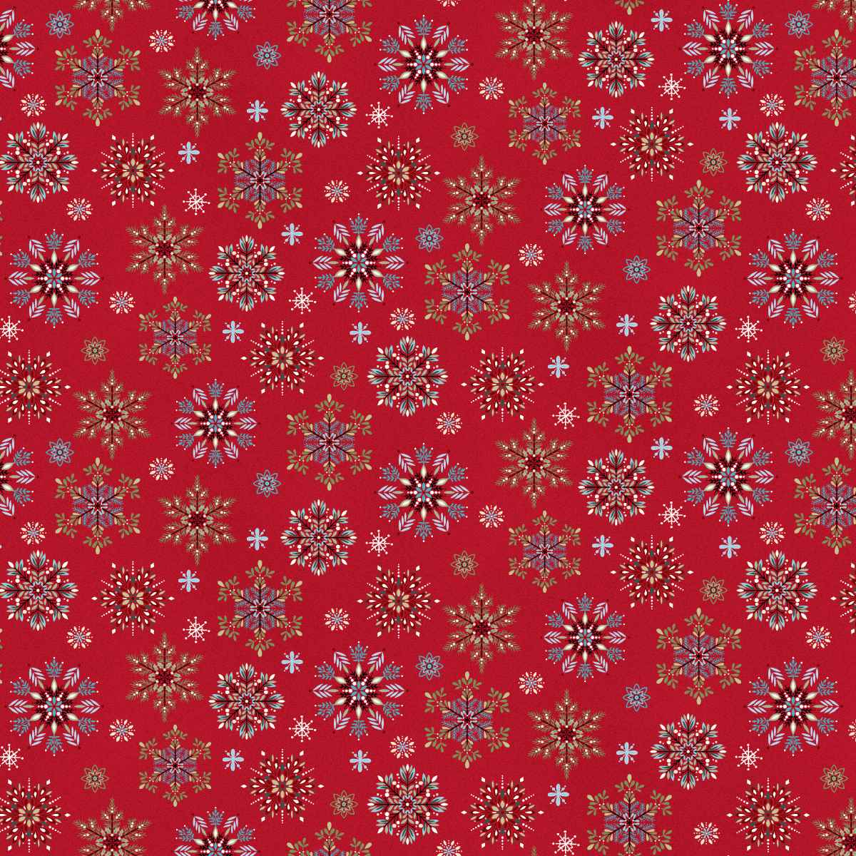 Nordic Holiday Village ~ Snowflakes ~ 3605-89 Red Multi