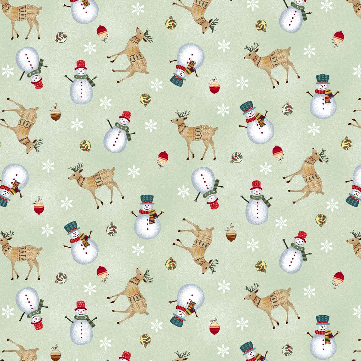 Nordic Holiday Village ~ Nordic Toss ~ 3607-16 Light Sage Multi