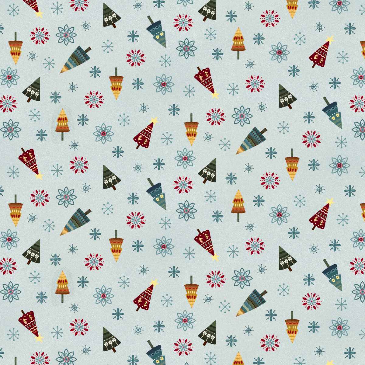 Nordic Holiday Village ~ Tree Toss ~ 3608-17 Ice Blue Multi