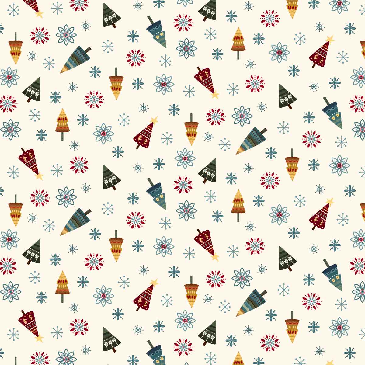 Nordic Holiday Village ~ Tree Toss ~ 3608-44 Cream Multi