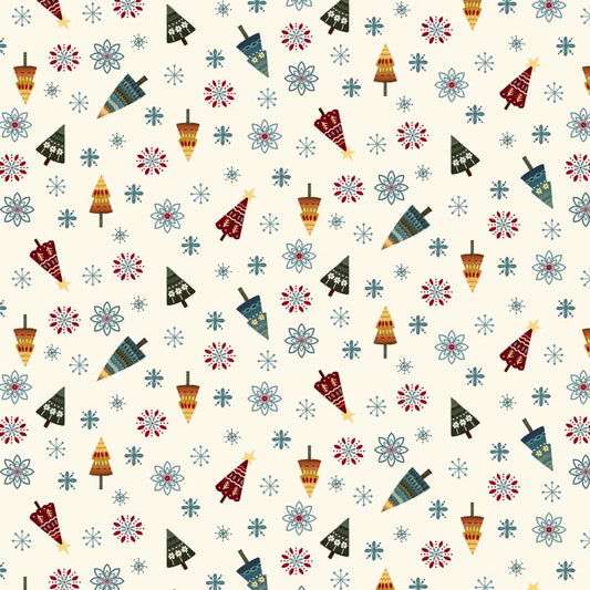 Nordic Holiday Village ~ Tree Toss ~ 3608-44 Cream Multi
