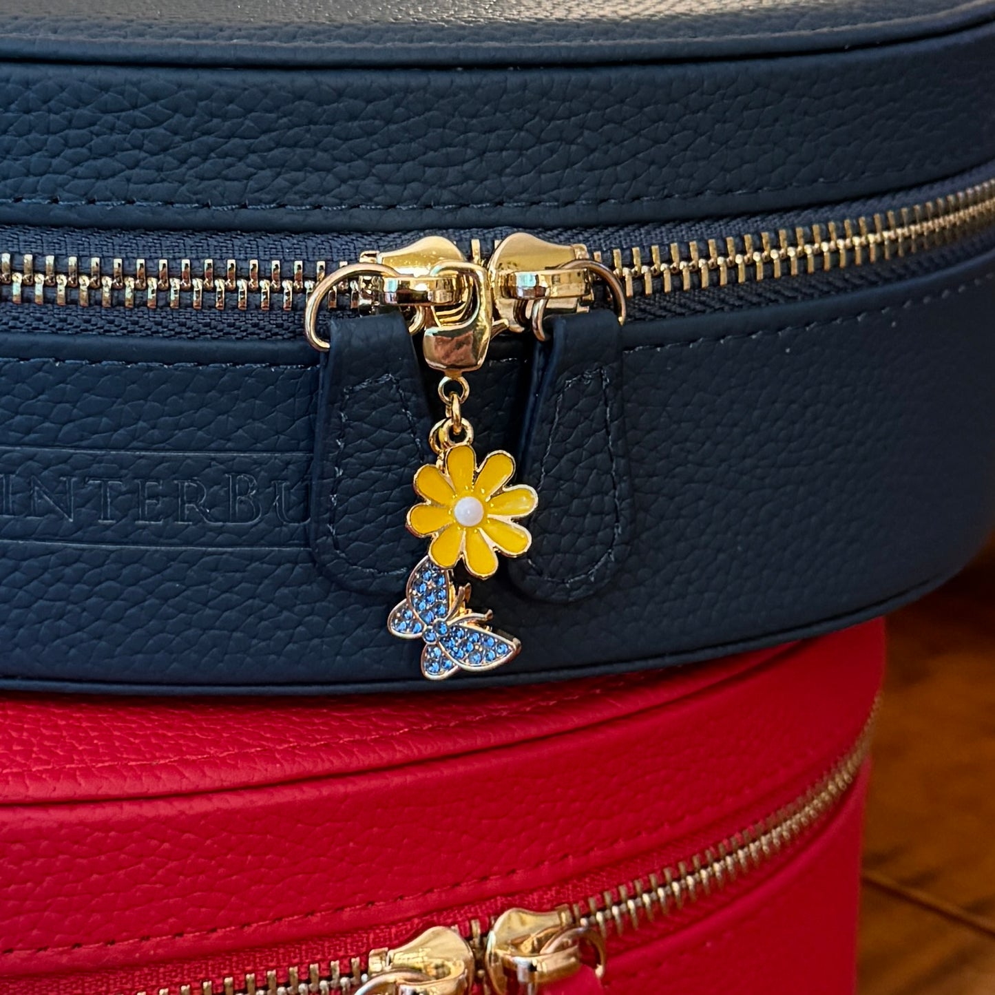 Minnie McBean Zipper Fob | Yellow Daisy and Blue Butterfly