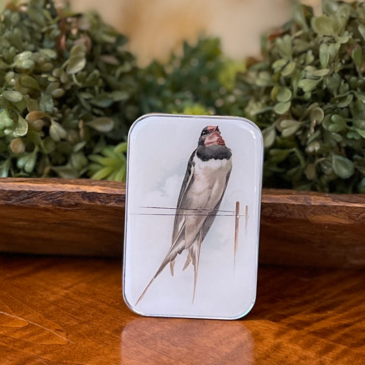 Tin Container with Magnet Large ~ French Swallow