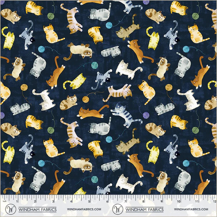 Cats Around Town ~ Playful Companions ~ ﻿﻿55001-4 Navy