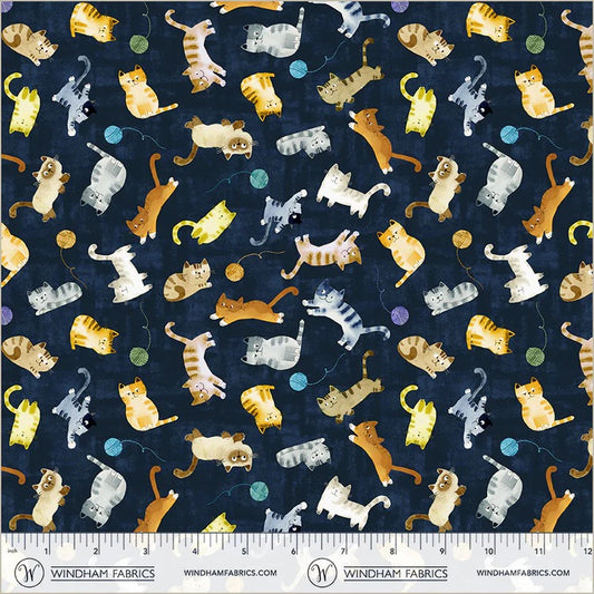Cats Around Town ~ Playful Companions ~ ﻿﻿55001-4 Navy