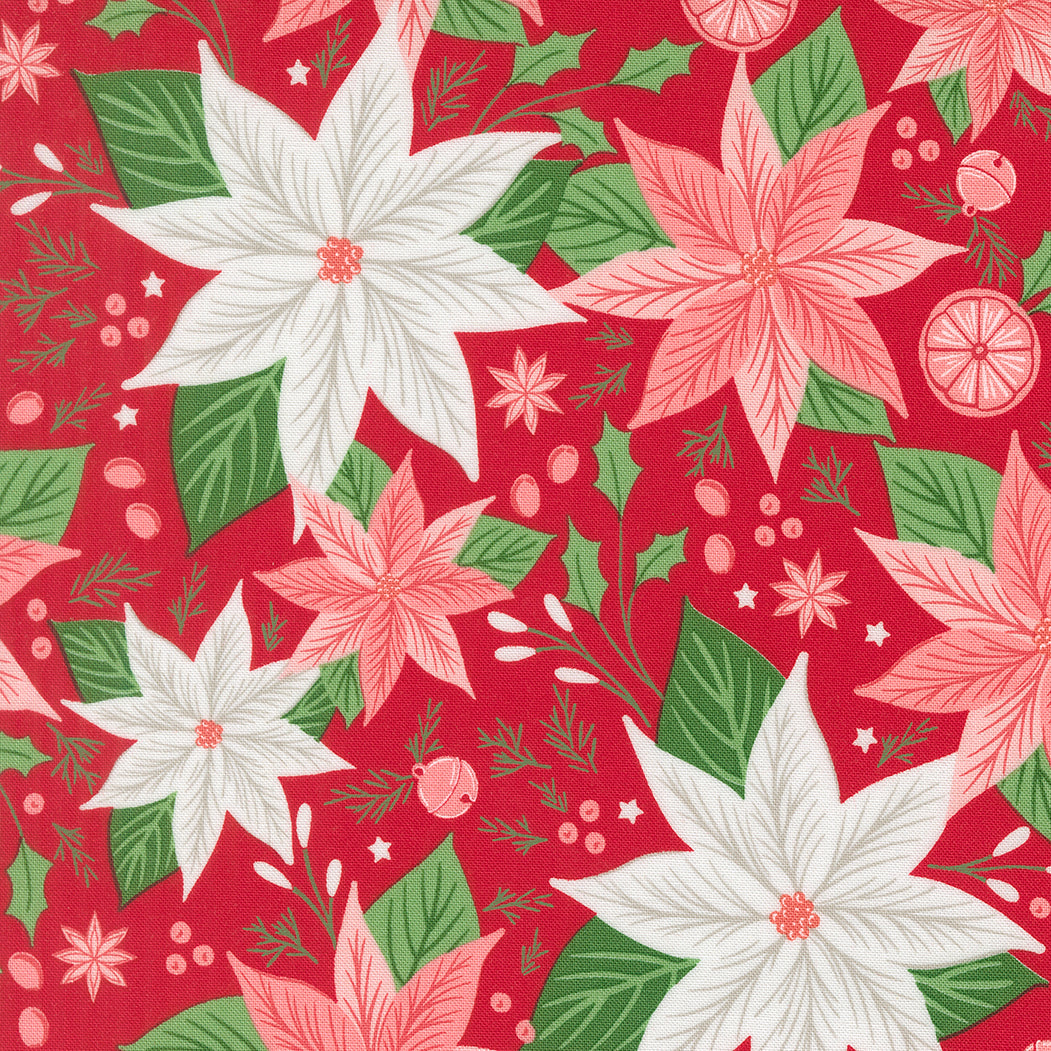 Merrily on High ~ Poinsettia ~ 43210 13 Christmas Red