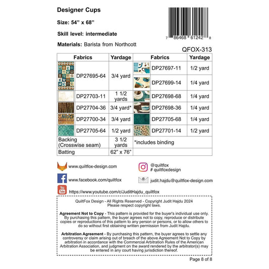 QuiltFOX Designs ~ Designer Cups Quilt Pattern