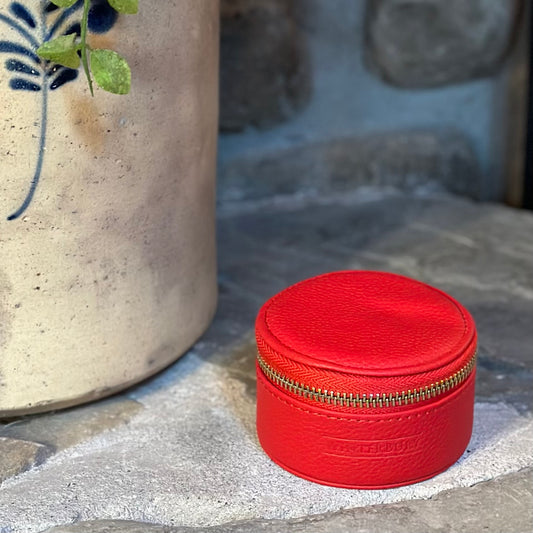 Winterbury Mini Red Leather Round Case