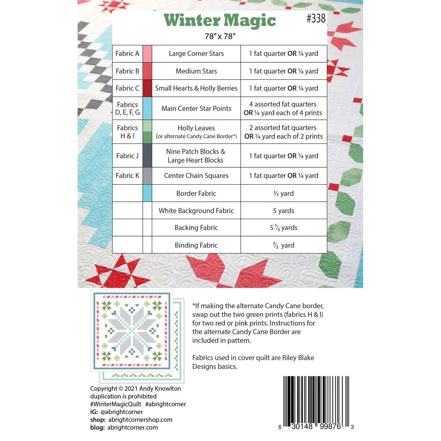 A Bright Corner ~ Winter Magic Quilt Kit