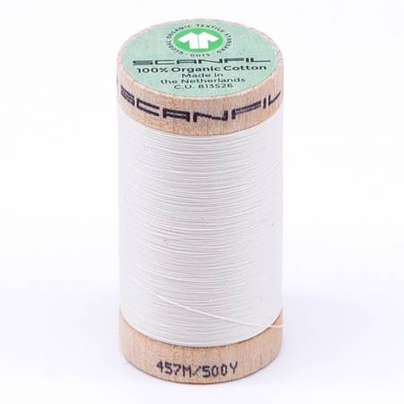 Scanfil Organic Cotton Thread 50wt Solid 500yd Coconut Milk 4801