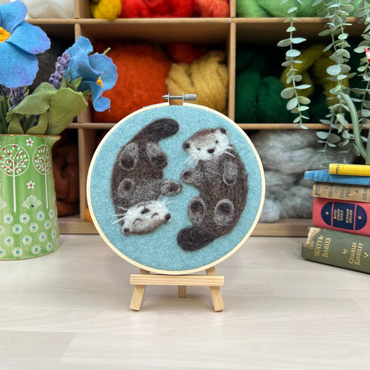 The Crafty Kit Company | Otters in a Hoop Needle Felting Kit