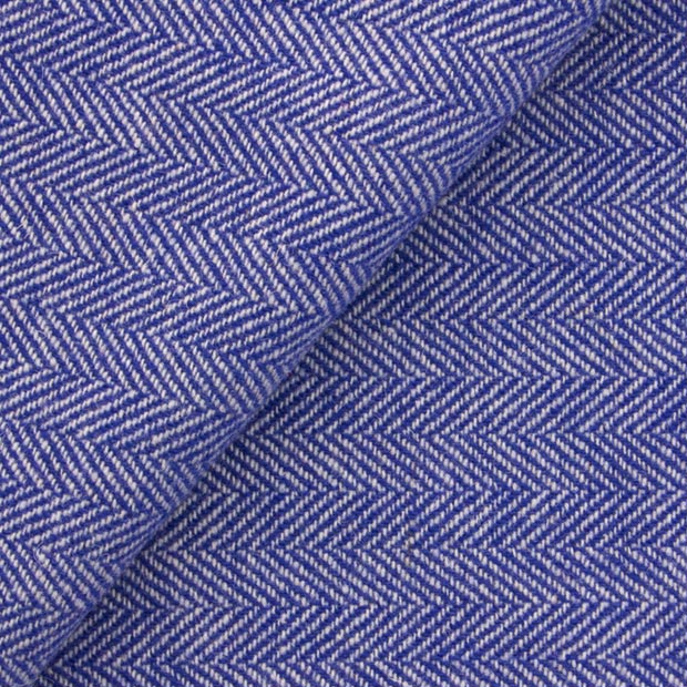 Dorr Mill ~ #517 Cobalt & White Herringbone Wool Fabric