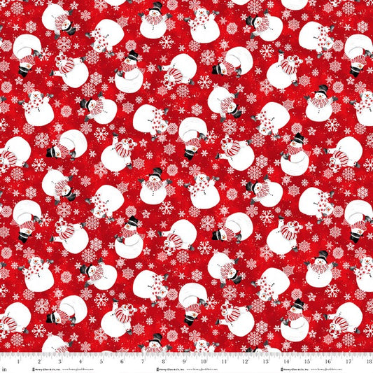 Snow Crew Flannel ~ Snowman Toss ~ F1290-88 Red