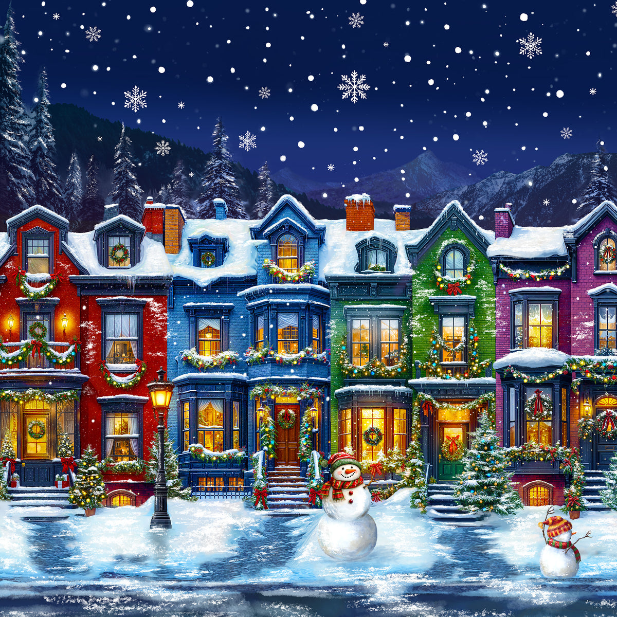 Winter Wonder ~ Winter Town Puff Panel ~ 55162DPP-1 Multi