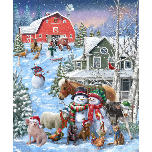 Winter Wonder ~ Snow Friends Puff Panel ~ 55163DPP-2 Icy Blue