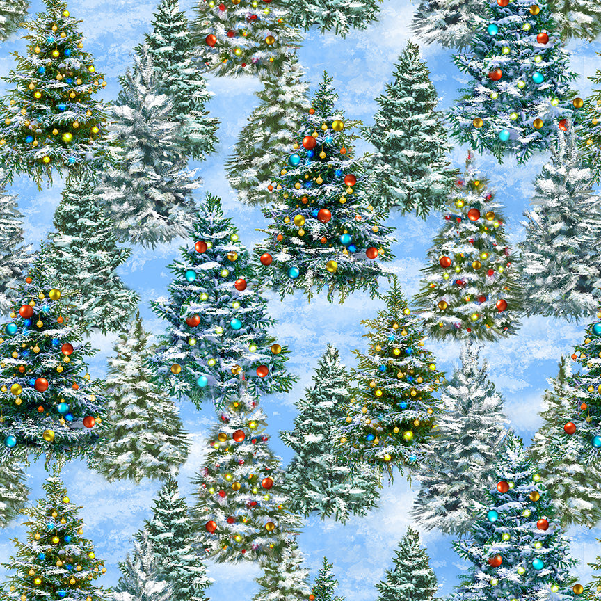 Winter Wonder ~ Tree Farm (made with Puff) ~ 55166DPF-2 Icy Blue