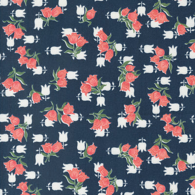 Rosemary Cottage ~ Tulips ~ 55314 14 Navy ~ One Yard