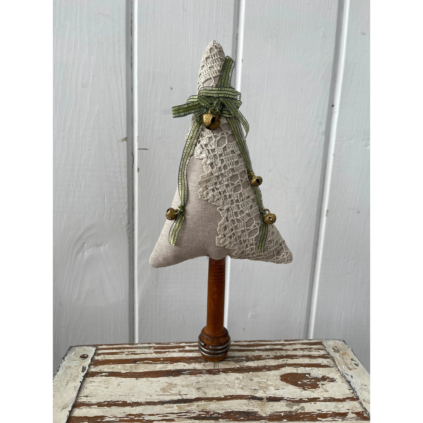 Paxe's Designs ~ Ecru Tree with Green Ribbon