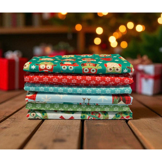 Owl Be Home for Christmas ~ Fat Quarter Bundle 6 pcs