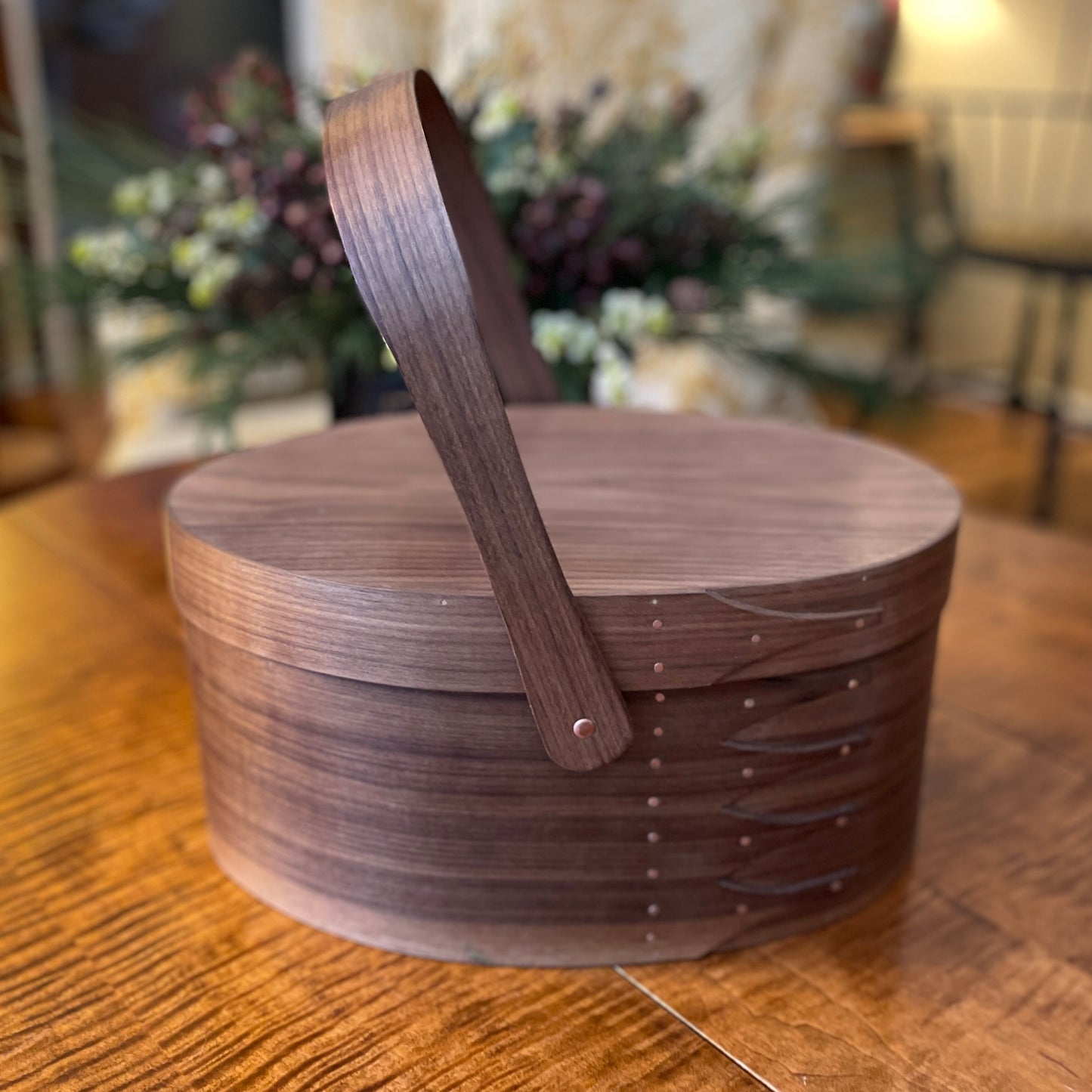 Suffolk Shaker Shop | Shaker Oval #8 Sewing Box in Walnut / Walnut