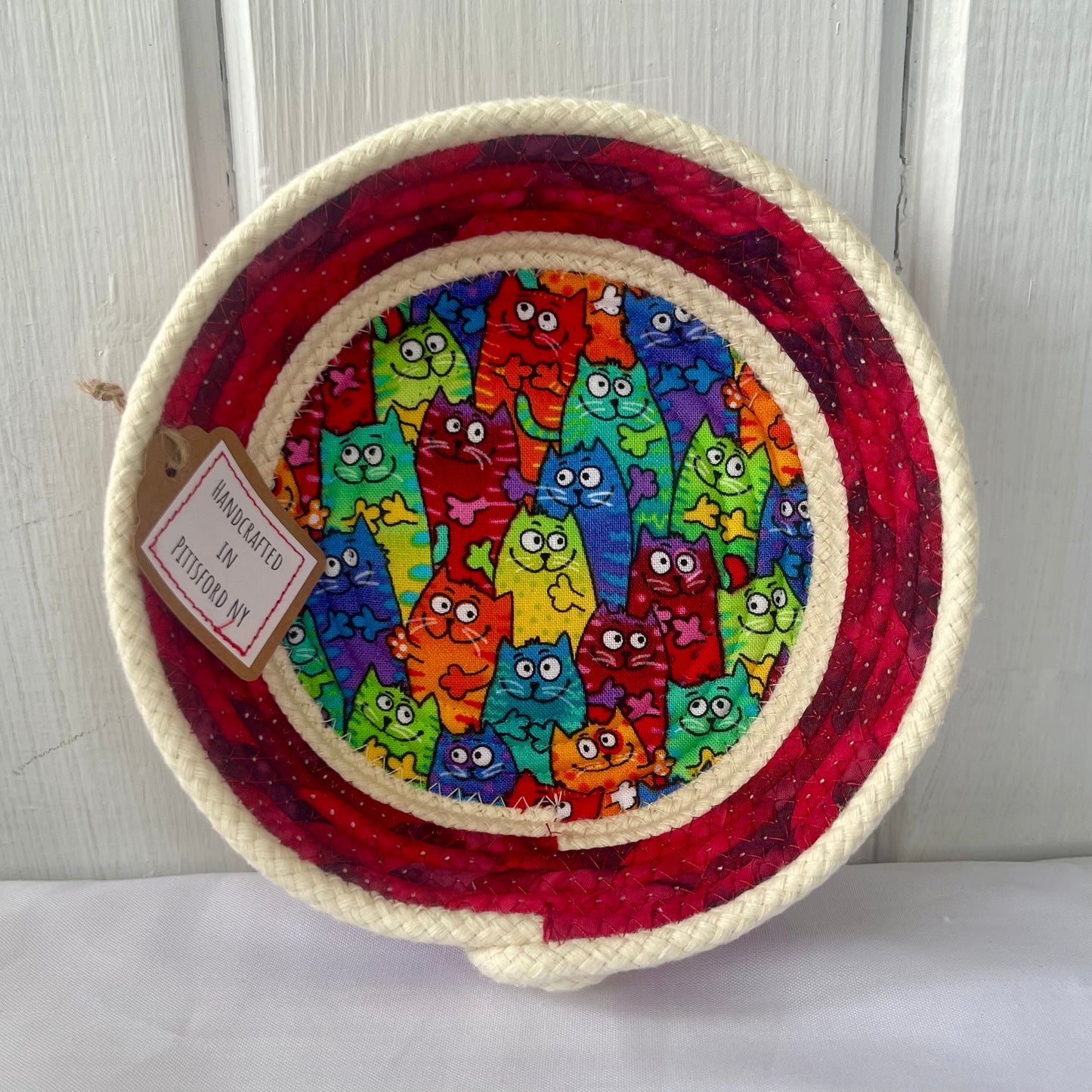 Hand-Crafted ~ Pets ~ Fabric Covered Rope Bowl