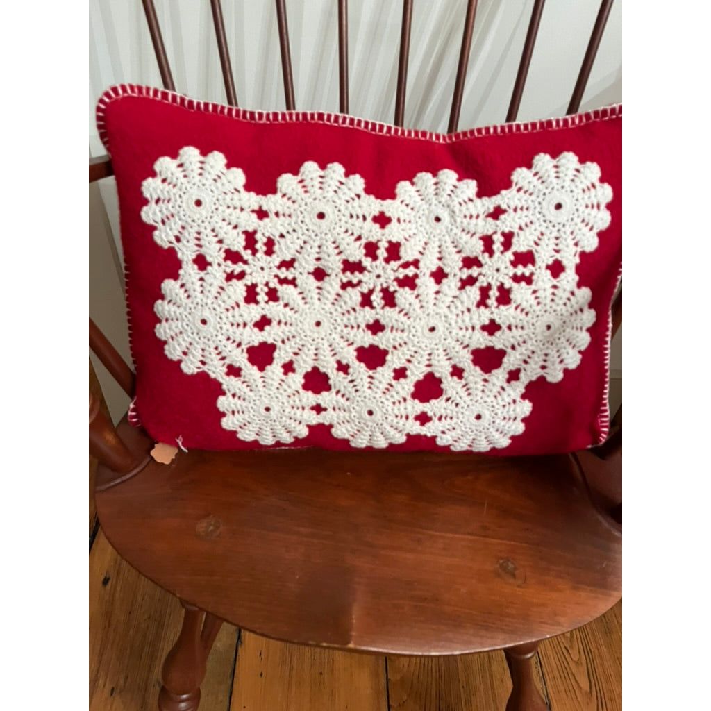 Paxe's Designs | Large Red Doily Pillow