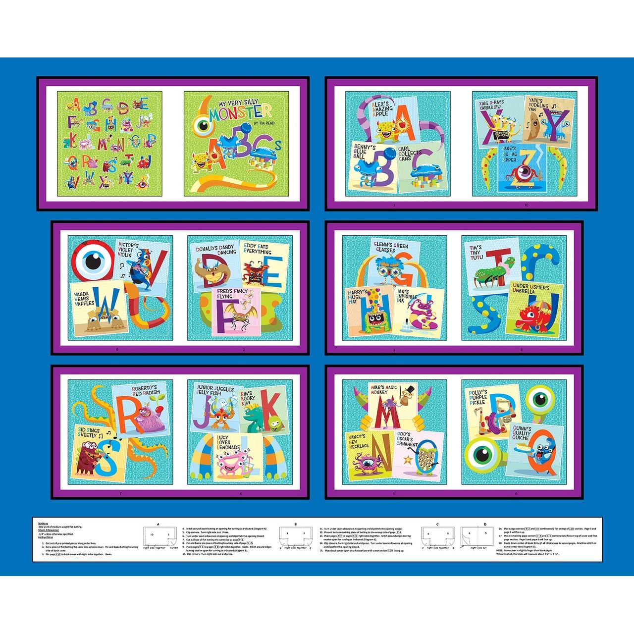My Very Silly Monster's ABCs ~ Book Panel 3542BP-77 Blue