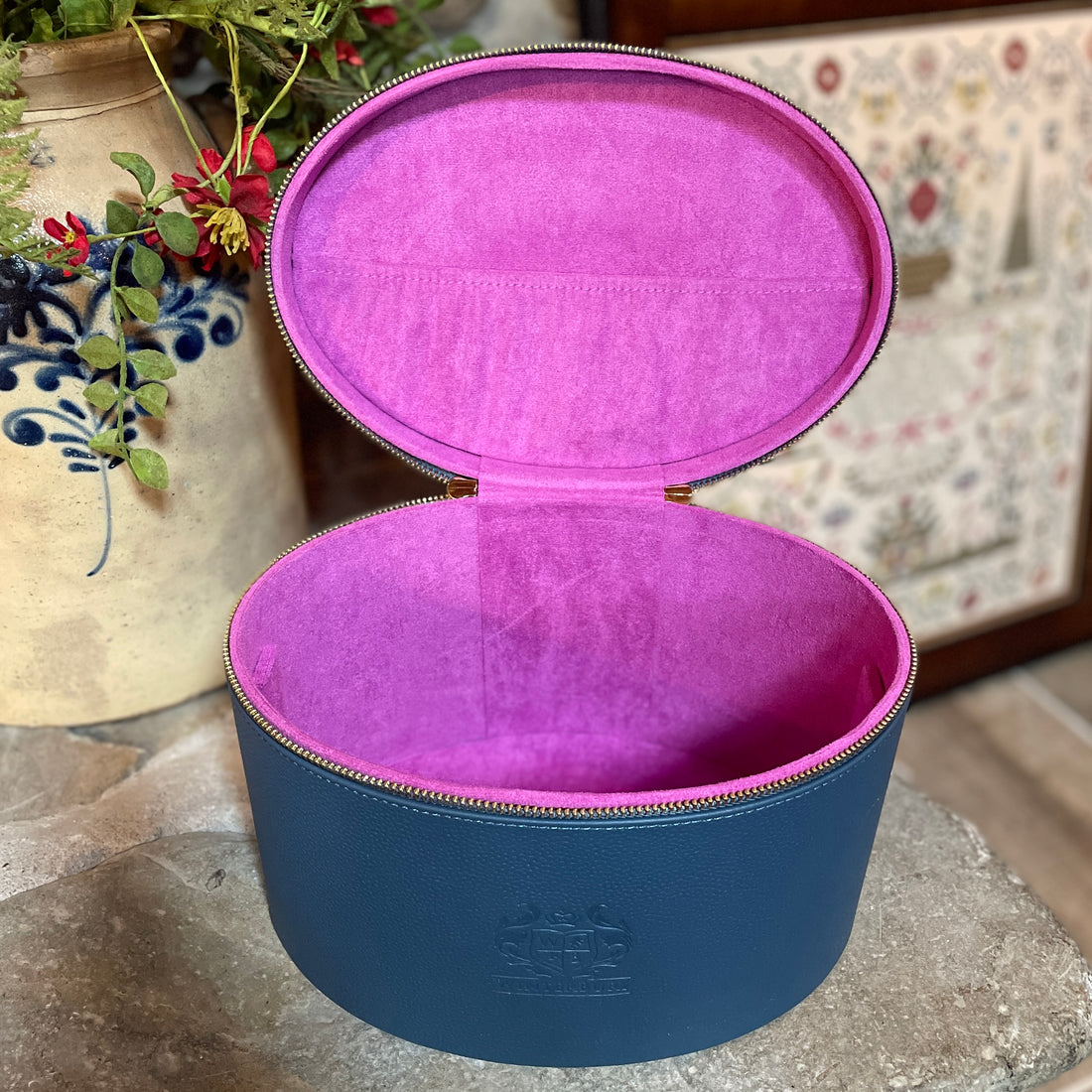 Winterbury Large Indigo Leather Needlework Case Hobby House Needleworks