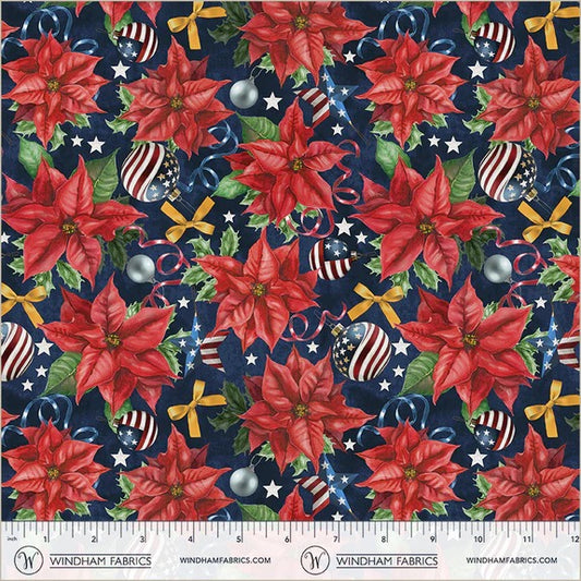 All-American Christmas ~ Patriotic Poinsettia ~ 55275-4 Blue