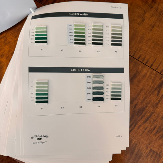 Au Ver A Soie Soie d'Alger Color Selection Guide Chart
