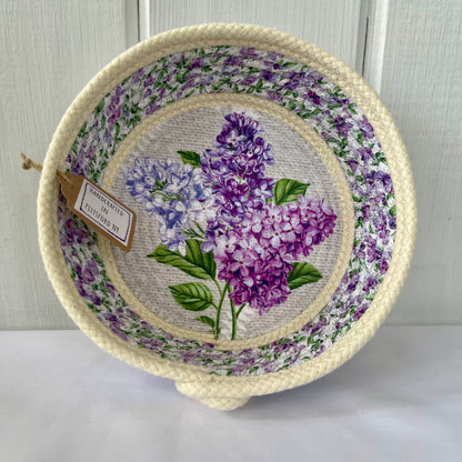Hand-Crafted ~ Lilac ~ Fabric Covered Rope Bowl